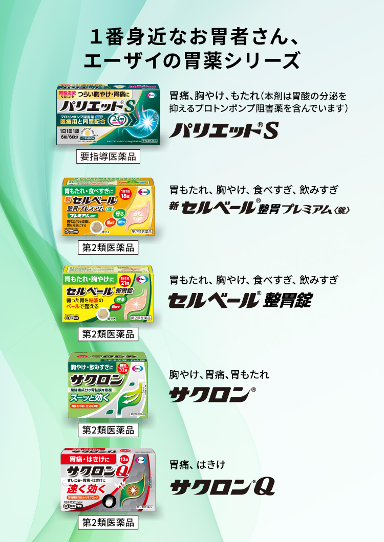 1番身近なお胃者さん、エーザイの胃薬シリーズ